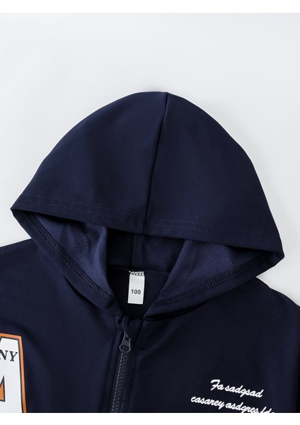 Erkek Çocuk Kapüşonlu Eşofman Takımı Lacivert Bej Spor Kombin 2’li Set fırsatları