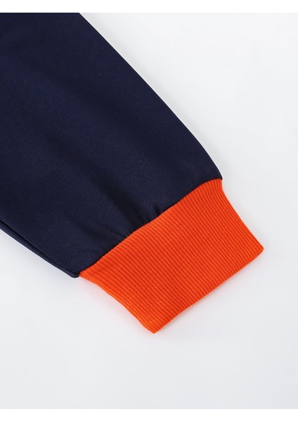 Erkek Çocuk Kapüşonlu Eşofman Takımı Lacivert Bej Spor Kombin 2’li Set