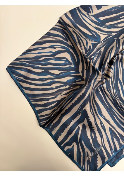 Zebralı Desen Twill Ipek Eşarp