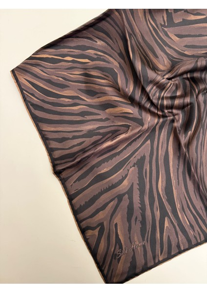 Zebralı Desen Twill Ipek Eşarp