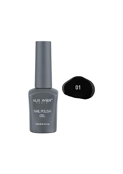 Alix Avien Uv Kalıcı Siyah Oje 01 - Gel Polish - 12 ml