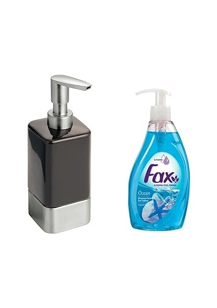 Bosphorus Homi Kakao Kahverengi̇ Porselen Uzun Sivi Sabunluk ve 1 Adet 400 ml Sivi Sabun Okyanus Kok