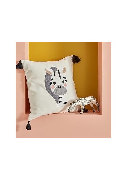 Bebek Zebra Nakışlı Kırlent 34X34 cm