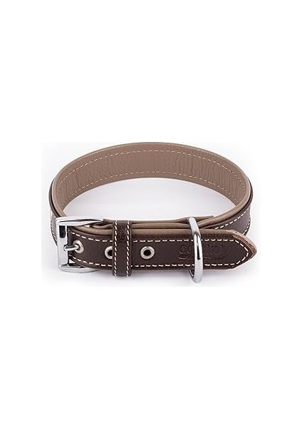 Canini Collar Hakiki Flotter Deri Köpek Tasması, Çift Katlı Deri, Dayanıklı Tasma (Kahverengi