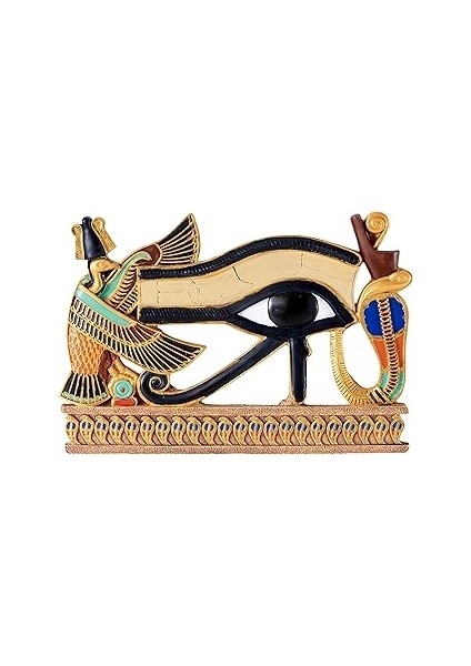 Toscano Mısır Dekoratif Horus Gözü Duvar Figürü Plaket, Poliresin, Tam Renkli, 30 cm