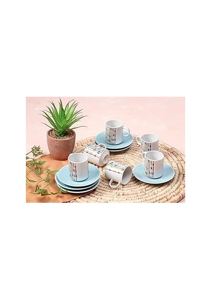 Porland Carnival Turkuaz 6 Kişilik Kahve Takımı 90CC