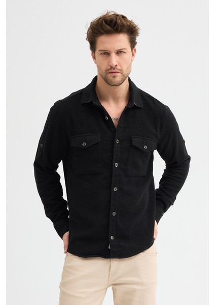 Düz Flanel Oduncu Gömlek - Regular Fit Kalın %100 Pamuklu Çift Cepli Ceket Gömlek modelleri