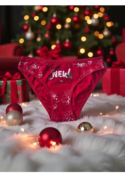 - Yılbaşı Temalı Baskılı Slip Kadın Külot – Özel Tasarım - Hediye Paketli modelleri