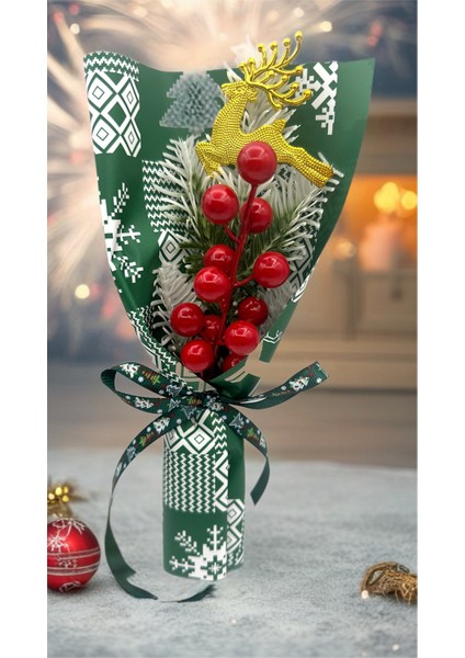 Kokina Çiçek Demeti Kutusu, Parlak Kırmızı Renkli ve Şık Tasarım.