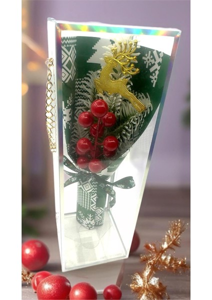 Kokina Çiçek Demeti Kutusu, Parlak Kırmızı Renkli ve Şık Tasarım.