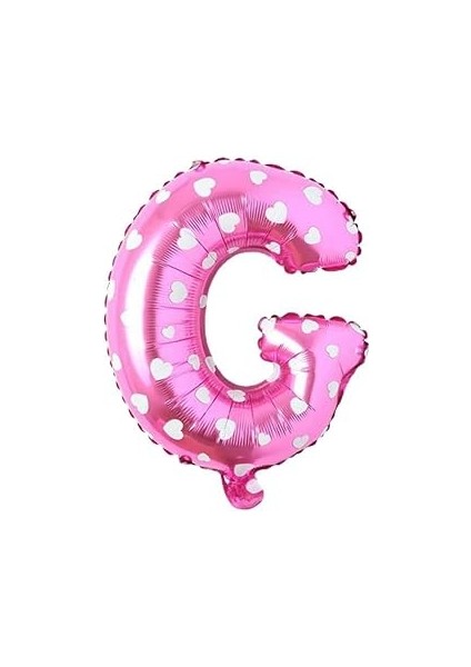 Parti̇ Vi̇tri̇ni̇ G Harfi 16 Inç Pembe Kalpli Renk Folyo Balon 36 cm (Pembe)
