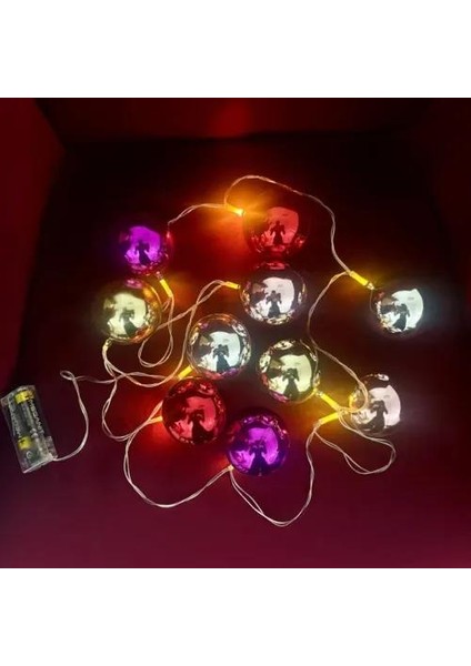2m 10 LED Pilli Parlak Top Lamba - 2 Kademeli Yılbaşı Ağacı Süsü