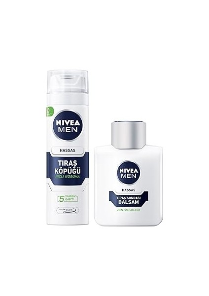 Men Erkek Hassas Tıraş Köpüğü 200ML ve Tıraş Sonrası Balsam Hassas 100 Ml, Hassas Ciltlere Öz