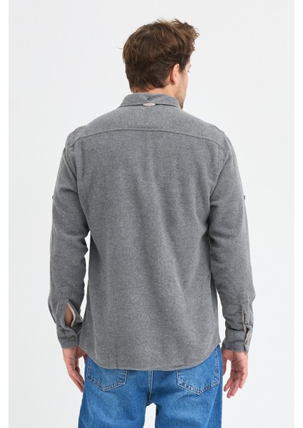 Düz Flanel Oduncu Gömlek - Regular Fit Kalın %100 Pamuklu Çift Cepli Ceket Gömlek fırsatları