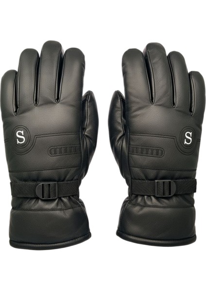 Unisex Su Geçirmez İçi Kürklü L-XL Termal Kışlık Deri Kar & Motorcu Eldiveni