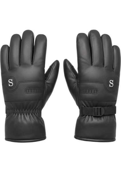 Unisex Su Geçirmez İçi Kürklü L-XL Termal Kışlık Deri Kar & Motorcu Eldiveni