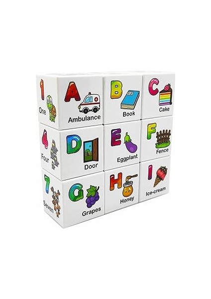 Küpss Ece Ingilizce Öğreniyor - 9 Manyetik Küp 54 Ingilizce Kavram - Harfler Renkler Sayılar Hayvan
