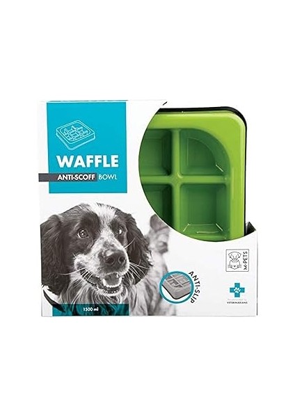 M-Pets Waffle Yavaş Yeme Mama Kabi 1500ML Green