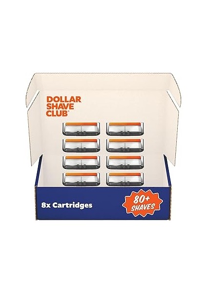 Dollar Shave Club | 6 Blade Club Serisi Tıraş Makinesi Dolum Kartuşu, 8 Adet | Dahili Düzeltici Bıç