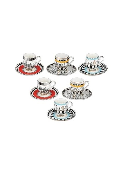 Lucky Maggey Bone 6'lı Ayaklı Kahve Fincanı Seti