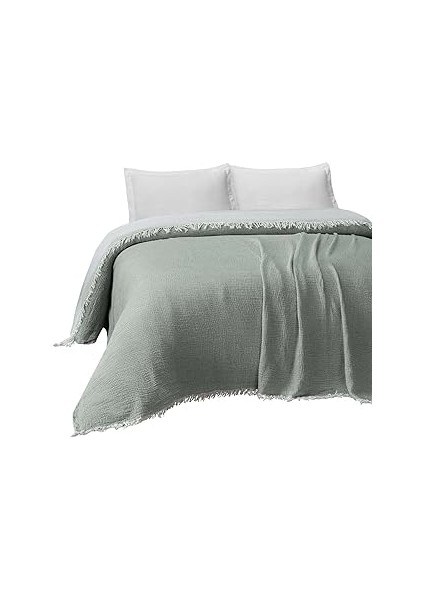 Miespiga 4 Kat Müslin Çift Kişilik Pike (Su Yeşili)