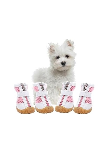 Bolivia's Köpek Ayakkabıları, Fermuarlı Nefes Alabilen File Köpek Botları, Kaymaz Tabanlı Su Geçirm