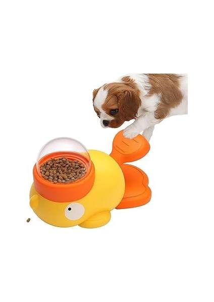Busstier Interaktif Kedi Köpek Mama Oyuncağı, Ördek Şeklinde Pedallı Ödül Maması Fırlatıcı, Zeka Ge