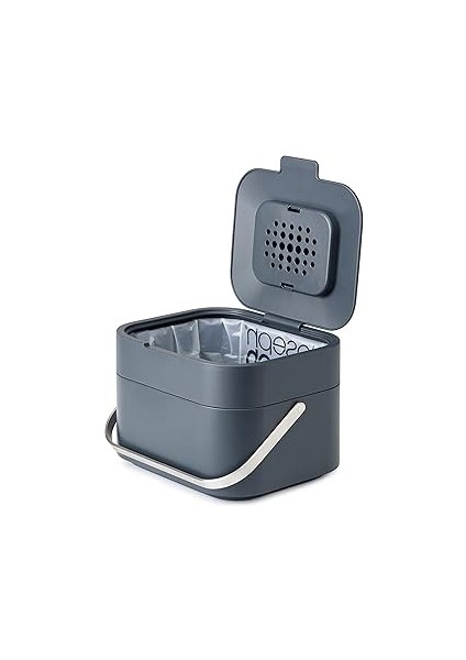 Joseph Joseph 30015 Stack 4 Organik Atık Kabı, Plastik, 23,5 x 19,7 x 16,1 Cm, Grafit, 23.5X19.7X16
