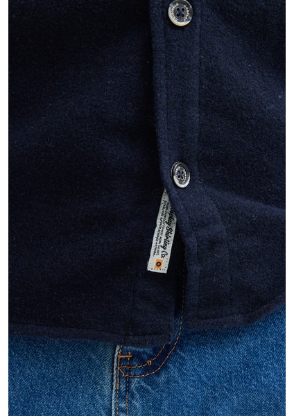 Düz Flanel Oduncu Gömlek - Regular Fit Kalın %100 Pamuklu Çift Cepli Ceket Gömlek