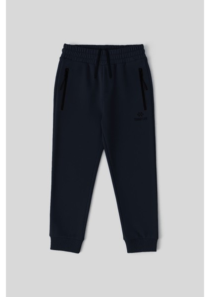 Lacivert Fermuarlı Standart Fit İnce Erkek Çocuk Eşofman Alt - 64042
