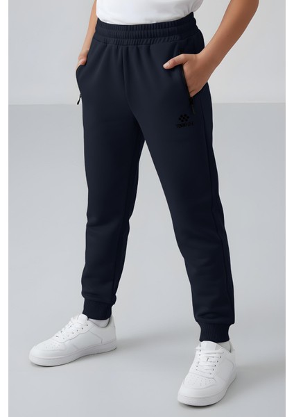 Lacivert Fermuarlı Standart Fit İnce Erkek Çocuk Eşofman Alt - 64042