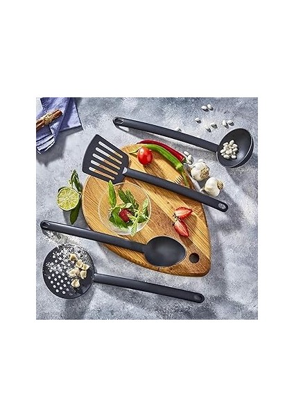 Harmonya 4'lü Yanmaz Yapışmaz Teflon Kaplama Mutfak Seti - Kepçe, Kevgir, Spatula ve Kaşık Set