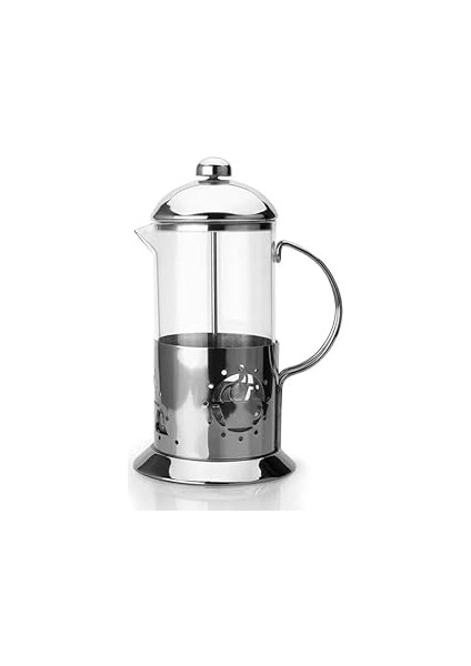 Orret Metal Saplı Borosilikat French Press, Termisil Süzgeçli Demlik, Bitki Çayı, Kahve ve Ada