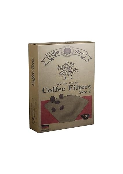 Coffee Time Sertifikalı Filtre Kahve Kağıdı Coffee Filters 1/2 2 Numara 40'lı Paket