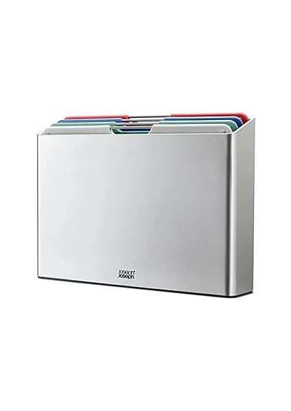 Joseph Joseph Folio 4'lü Doğrama Tahtası Seti, Organize Saklama Için Ince Kılıf, Large- Gümüş/sahil