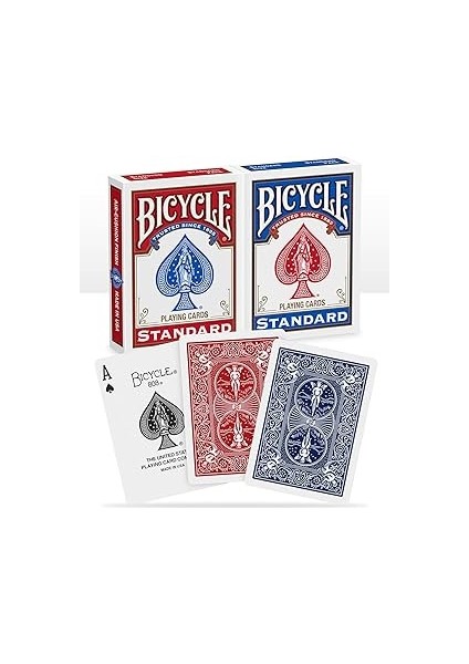 Bicycle Standart Endeks Oyun Kağıdı Destesi, Kırmızı/mavi, Poker Boyu, 2 Paket