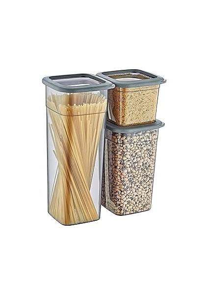 Smartware 8'li Set Skali Kare Saklama Kabı Antrasit (8'şer Adet 740 Ml, 1440 Ml, 2350 Ml)