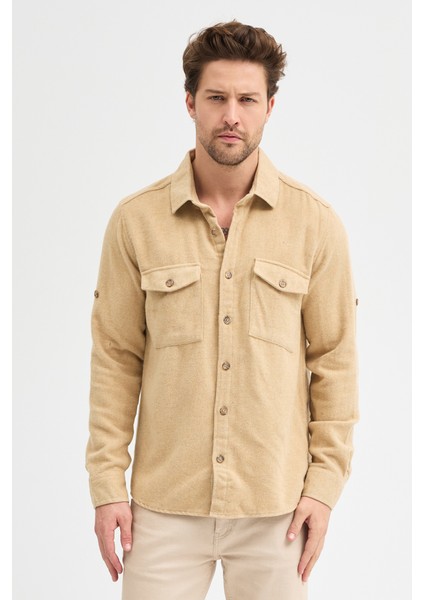 ODUNCU DÜZ ÇİFT CEP KAPAKLI U.K. GÖMLEK