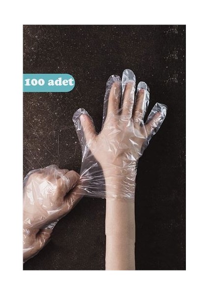 Hsnet Tek Kullanımlık Şeffaf Eldiven 100 Adet - MK001R-4LUGT0
