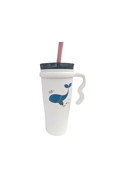 Trendix Çelik Içli Termos Bardak 1000ML Beyaz Yunus