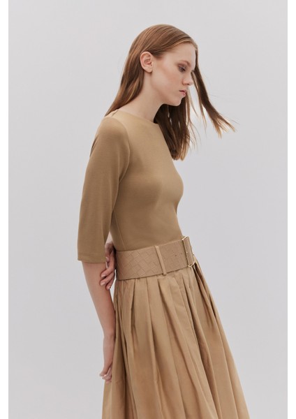 Triko Pamuk Karışımlı Kemerli Elbise fiyatları