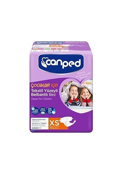 Canbebe Canped Belbantlı Tekstil Hasta Bezi, Xs 12'li