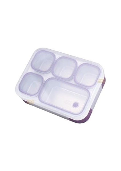 Vagonlife Bento 1000ML Lunchbox Tek Katlı 5 Bölmeli Çelik Sefer Tası Yemek Kutusu (Mor)