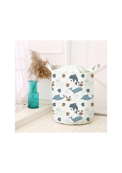 Çok Amaçlı Oyuncak Saklama Kutusu Kirli Çamaşır Piknik Sepeti Katlanır Düzenleyici Keçe 40037