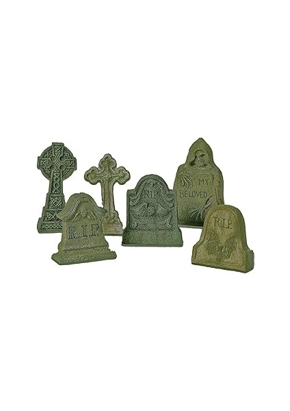 Department 56 Köy Koleksiyonları Için Cadılar Bayramı Aksesuarları Mezar Taşı Heykelcik Seti, Çoklu