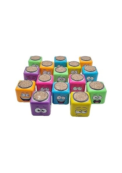 Oyuncaksepeti 15'li Karışık 3 Tarafı Emojili Figürlü Küp Çim Adamlar Okul ve Okul Öncesi Hediyelik