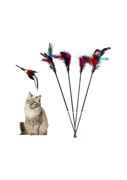 Luti Çıngıraklı Tüylü Kedi Oyun Çubuğu, Evcil Hayvan Oyun Çubuğu, Kedi Eğlence Aktivite Oyu