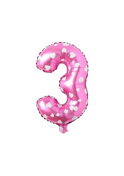 Parti̇ Vi̇tri̇ni̇ 3 Rakamlı 16 Inç Pembe Kalpli Folyo Balon 36 cm (Pembe)