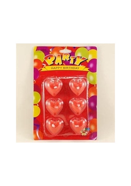 Parti̇ Vi̇tri̇ni̇ Kırmızı Kalp Mum 6 Adet