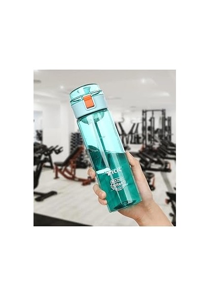 Tkk 550ML Pipetsiz Rahat Içim Kilitlenebilir Kapak Taşıma Kulplu Tritan Su Matarası (Turkuaz)
